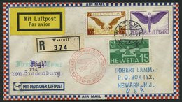 ZULEITUNGSPOST 406D BRIEF, Schweiz: 1936, 1. Nordamerikafahrt, Auflieferung Frankfurt, Einschreibbrief, Pracht - Posta Aerea & Zeppelin