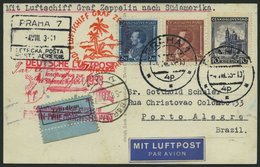 ZULEITUNGSPOST 223B BRIEF, Tschechoslowakei: 1933, 4. Südamerikafahrt, Prachtkarte - Poste Aérienne & Zeppelin