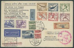 Tschechoslowakei: 1936 Olympiafahrt, CSR/DR-Frankatur Mit Komplettem Satz Olympiamarken, Brief Feinst -> Automatically G - Airmail & Zeppelin