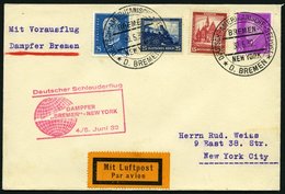 KATAPULTPOST 83b BRIEF, 5.6.1932, &quot,Bremen&quot, - New York, Seepostaufgabe, Frankiert U.a. Mit Mi.Nr. 461, Prachtbr - Luchtpost & Zeppelin