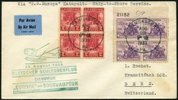 KATAPULTPOST 138a BRIEF, 28.8.1933, Europa - Southampton, US-Landpostaufgabe, Frankiert U.a. Mit Mi.Nr. 357 Im Eckrandvi - Airmail & Zeppelin