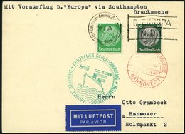 KATAPULTPOST 152c BRIEF, 20.5.1934, &quot,Europa&quot, - Southampton, Deutsche Seepostaufgabe, Prachtkarte - Poste Aérienne & Zeppelin