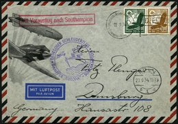KATAPULTPOST 180c BRIEF, 23.9.1934, &quot,Europa&quot, - Southampton, Deutsche Seepostaufgabe, Prachtbrief - Correo Aéreo & Zeppelin