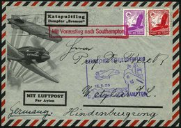 KATAPULTPOST 186c BRIEF, 15.5.1935, &quot,Bremen&quot, - Southampton, Deutsche Seepostaufgabe, Prachtbrief - Luchtpost & Zeppelin