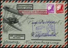 KATAPULTPOST 186c BRIEF, 15.5.1935, &quot,Bremen&quot, - Southampton, Deutsche Seepostaufgabe, Prachtbrief - Luft- Und Zeppelinpost