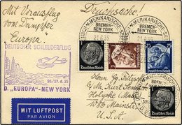 KATAPULTPOST 195b BRIEF, 26.6.1935, Europa - New York, Seepostaufgabe, Drucksache, Pracht - Correo Aéreo & Zeppelin