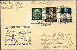 KATAPULTPOST 196b BRIEF, 3.7.1935, Bremen - New York, Seepostaufgabe, Frankiert U.a. Mit Mi.Nr. 562, Drucksache, Pracht - Poste Aérienne & Zeppelin