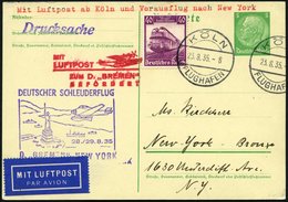 KATAPULTPOST 209c BRIEF, 29.8.1935, &quot,Bremen&quot, - New York, Nachbringe- Und Schleuderflug, Auf 5 Pf. Hindenburg - - Luchtpost & Zeppelin