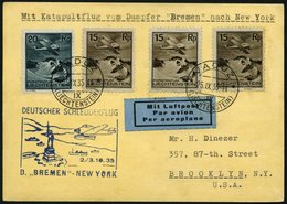 KATAPULTPOST 217Li BRIEF, Liechenstein: 2.10.1035, Bremen - New York, Prachtkarte, RR!, Nur 12 Belege Befördert! - Airmail & Zeppelin