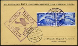 DO-X LUFTPOST DO 26 BRIEF, 19.5.1932, Deutsche Bordpostaufgabe Zum Rückflug New York - Europa, Violetter Bordpoststempel - Brieven En Documenten