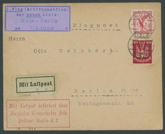 7.4.1926, Köln-Berlin, Prachtbrief -> Automatically Generated Translation: 7.4.1926, "Cologne Berlin", Superb Cover - Vliegtuigen