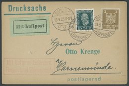 LUFTPOSTBESTÄTIGUNGSSTPL 106-01a BRIEF, WARNEMÜNDE In Rot, Drucksache Von BERLIN Nach Warnemünde, Prachtkarte - Luft- Und Zeppelinpost