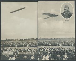 Ansichtskarten-Kuriosum: Zeppelin-Ansichtskarte Von 1909 Und Flug-Ansichtskarte Von 1911, Beide Mit Identischer Menschen - Sonstige & Ohne Zuordnung