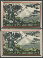 1912, Nationalspende: 2 Verschiedene Farbige Karten Deutsche Flugspende 1912 Bzw. National-Flugspende 1912, Ungebraucht  - Otros & Sin Clasificación