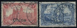 DP CHINA 24,25I O, 1901, 1 Und 2 M. Reichspost, Type I, 2 Prachtwerte, Mi. 78.- - Chine (bureaux)