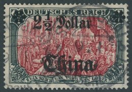 1906, 2 1/2 D. Auf 5 M., Mit Wz., Friedensdruck, Abstand 9 Mm, Aufdruck Lackartig Glänzend, Pracht, Signiert, Mi. 100.-  - Chine (bureaux)