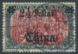 1906, 2 1/2 D. Auf 5 M., Mit Wz., Friedensdruck, Abstand 9 Mm, Aufdruck Lackartig Glänzend, Pracht, Signiert, Mi. 100.-  - Deutsche Post In China