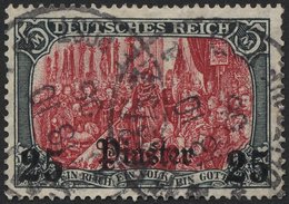 DP TÜRKEI 47b O, 1908, 25 Pia. Auf 5 M., Mit Wz., Karmin Quarzend, üblich Gezähnt Pracht, Mi. 100.- - Turkse Rijk (kantoren)