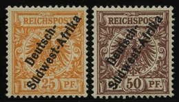 DSWA Ia,II *, 1897, 25 Pf. Gelblichorange Und 50 Pf. Lebhaftrötlichbraun, Falzrest, 2 Prachtwerte, Mi. 560.- - Sud-Ouest Africain Allemand