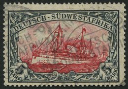 DSWA 32Aa O, 1906, 5 M. Grünschwarz/dunkelkarmin, Mit Wz., Gelblichrot Quarzend, Kleine Randkerbe Sonst Pracht, Gepr. Jä - África Del Sudoeste Alemana