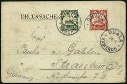 KAMERUN 9,21I BRIEF, 1907, 10 Pf. Dunkelkarminrot, Ohne Wz. Und 5 Pf. Grün, Mit Wz., Auf Leporello (Gruß Aus Kribi) Nach - Cameroun