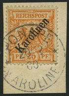 KAROLINEN 5I BrfStk, 1899, 25 Pf. Diagonaler Aufdruck, Prachtbriefstück, Fotoattest Jäschke-L., Mi. (3400.-) - Caroline Islands