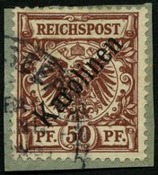 KAROLINEN 6I BrfStk, 1899, 50 Pf. Diagonaler Aufdruck Auf Briefstück Mit Seepoststempelfragment Neuguina Zweiglinie (Hon - Carolinen