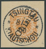 KIAUTSCHOU V 5IIa BrfStk, 1900, 25 Pf. Gelblichorange Steiler Aufdruck, Stempel TSINGTAU KIAUTSCHOU **, Kabinettbriefstü - Kiauchau