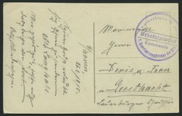 MSP VON 1914 - 1918 (Sperrfahrzeugdivision Der Elbe), 26.2.1915, Violetter Briefstempel, Feldpost-Ansichtskarte Von Bord - Maritiem