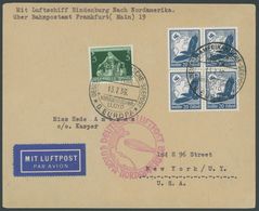 13.7.1936, DEUTSCH-AMERIKANISCHE SEEPOST D.EUROPA Auf Liegen Gebliebenen Brief Nach New York Mit Anschließender Zeppelin - Schiffahrt