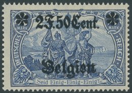 LANDESPOST IN BELGIEN 24IIA **, 1916, 2 F. 50 C. Auf 2 M., Type II, Gezähnt A, Postfrisch, Pracht, Mi. 100.- - Occupation 1914-18