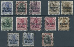 LANDESPOST IN BELGIEN O, 1914-18, 13 Verschiedene Werte, Alle Geprüft Hey Oder Dr. Hochstädter, Mi. 103.- - Ocupación 1914 – 18