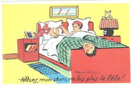 Carte Postale Humoristique Éditeur JP Légende Allons, Mon Chéri Ne Fait Pas La Tête! Couple Lit Chien Chambre - Humor