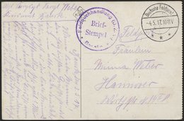 DT. FP IM BALTIKUM 1914/18 Feldpoststation Nr. 211, 4.5.17, Mit Tarnstempel DEUTSCHE FELDPOST ***, Auf Farbiger Ansichts - Letonia