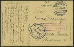 DT. FP IM BALTIKUM 1914/18 K.D. FELDPOSTEXP. DER 1 RESERVE DIV., 13.1.17, Auf Ansichtskarte (Mitau Russische Kirche) Nac - Lettonie