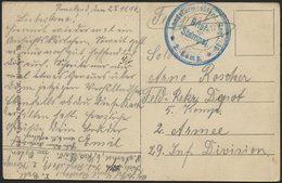 DT. FP IM BALTIKUM 1914/18 K.D. FELDPOSTEXP. DER 6. RES. DIV. B, 30.11.16, Auf Ansichtskarte (Riga-Die Börse) An Das Fel - Latvia
