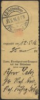 DT. FP IM BALTIKUM 1914/18 K.D. FELDPOSTEXP. 76. RESERVE DIV. A, 13.5.16, Auf Empfängerabschnitt Für Feldpost-Postanweis - Lettonia