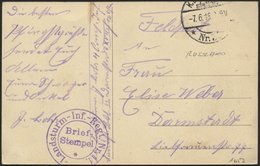 DT. FP IM BALTIKUM 1914/18 K.D. FELDPOSTSTATION NR. 33 * A, 7.6.16, Auf Ansichtskarte (Tuckum-Marktplatz) Nach Darmstadt - Lettonie