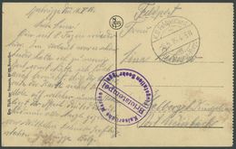 1916, Ansichtskarte Mit Stempel K.D. FELDPOSTAMT MARINE-KORPS Und Violettem Briefstempel KAISERLICHE MARINE FLUGPOSTSTAT - Ocupación 1914 – 18