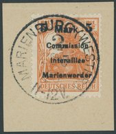 MARIENWERDER 25BIa S BrfStk, 1920, 5 M. Auf 71/2 Pf. Rötlichorange, Type BIas, Prachtbriefstück, Kurzbefund Bock, Mi. (1 - Other & Unclassified