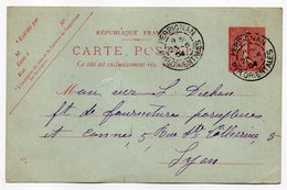 Entier Postal Semeuse Lignée --1904--n° 129 CP ( 408 ) --Perpignan-66 Pour Lyon-69--cachets - Standard- Und TSC-AK (vor 1995)