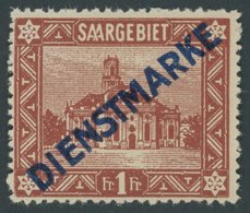 SAARGEBIET D 11I **, 1922, 1 Fr. Ludwigskirche, Type I, Postfrisch, Pracht, Mi. 180.- - Dienstzegels