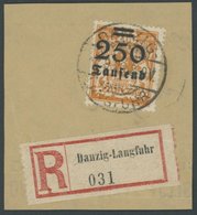 1923, 250 T. Auf 200 M. Rötlichorange Auf Großem Briefstück, Zeitgerechte Entwertung DANZIG-LANGFUHR, Pracht, Gepr. Erdw - Sonstige & Ohne Zuordnung