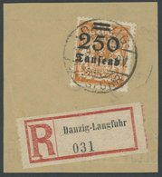 1923, 250 T. Auf 200 M. Rötlichorange Auf Großem Briefstück, Zeitgerechte Entwertung DANZIG-LANGFUHR, Pracht, Gepr. Erdw - Autres & Non Classés