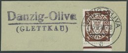 1938, 3 Pf. Rötlichbraun, Wz. 5, Auf Briefstück Mit Seltenem Stempel DANZIG-OLIVA (GLETTKAU), Pracht -> Automatically Ge - Autres & Non Classés