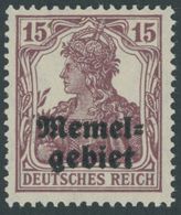 1920, 15 Pf. Dunkelbraunpurpur, Glatte Gummierung, Postfrisch, Pracht, Gepr. Klein, Mi. 300.- -> Automatically Generated - Memel (Klaïpeda) 1923