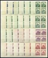 BÖHMEN UND MÄHREN 25-28 Pl.-Nr. **, 1939, 40 H. - 1 K. Lindenzweig Und Landschaften Komplett In Eckrandviererblocks Vom  - Unused Stamps