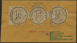 BAD SAAROW 1I Paar BRIEF, 1945, 10 Pf. Postverschlusszettel Im Senkrechten Paar Auf Streifband An F. Paeplow, Mit Rotem  - Privatpost