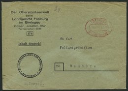 ALL. BES. GEBÜHR BEZAHLT FREIBURG BREISGAU Gebühr Bezahlt, 29.10.46, Roter Ellipsenstempel, Brief Feinst - Andere & Zonder Classificatie