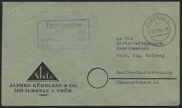 ALL. BES. GEBÜHR BEZAHLT ILMENAU 1, 29.10.45, Violetter R4 Taxe Percue/ RM__Rpf./angen__/gepr___, Prachtbrief - Sonstige & Ohne Zuordnung